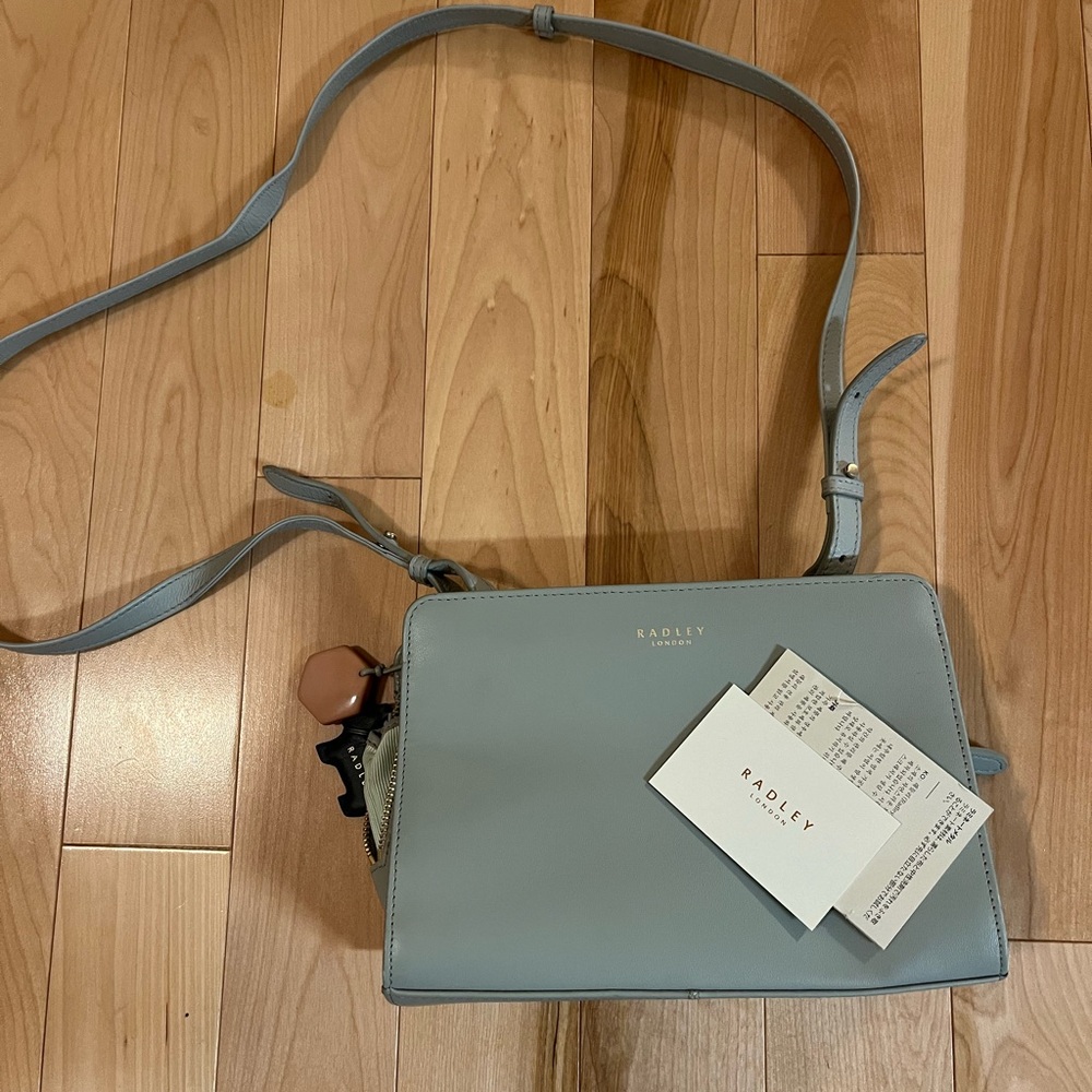 Radley London grey/blue leather purse. Hardly worn! NWT detached
